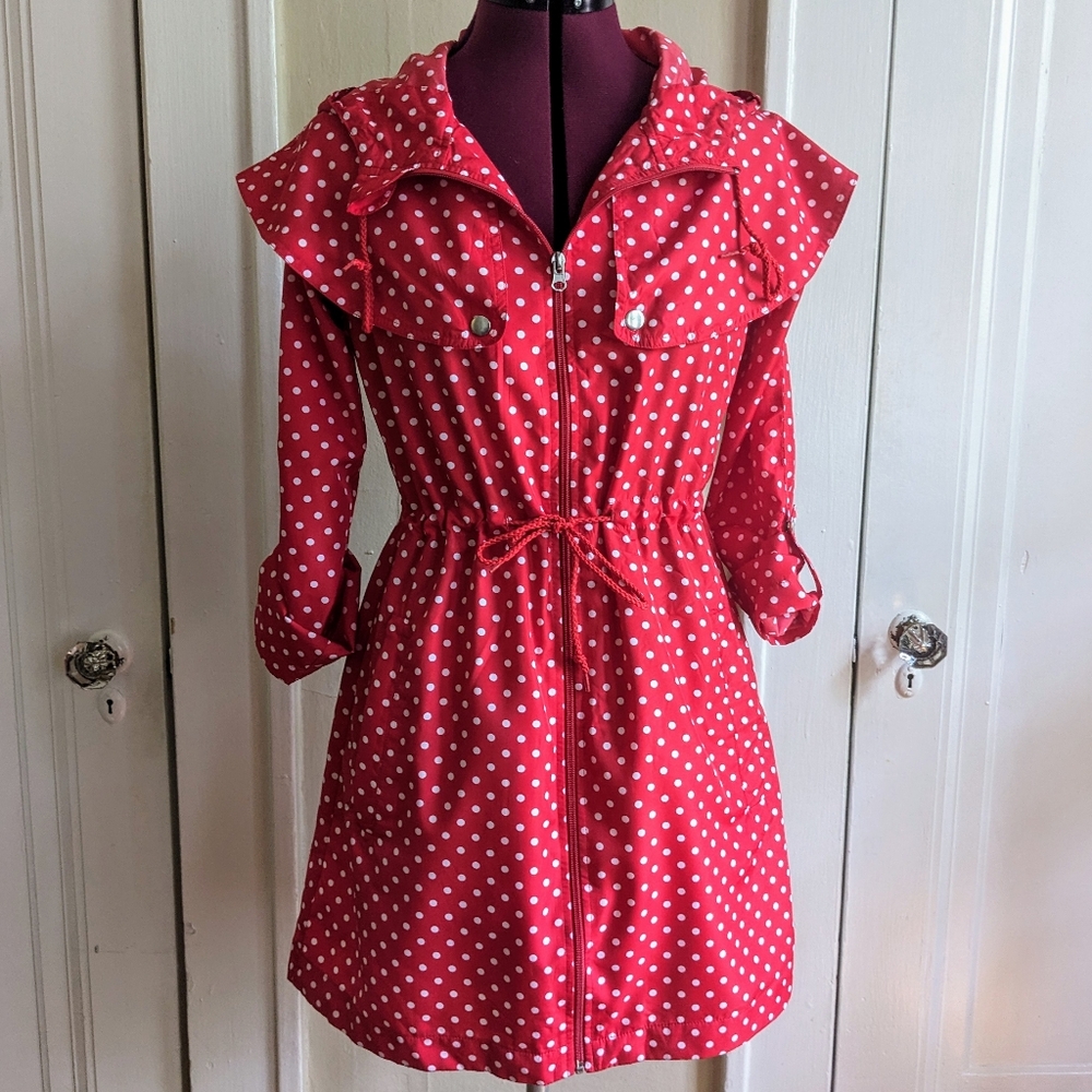 Little Red Riding Hood Minnie Mouse polka dot light raincoat windbreaker